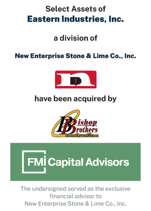 About Select Eastern Industries Assets, a division of New Enterprise Stone & Lime Co, Inc. 